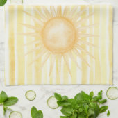 太陽の下の夏 黄色のストライプ キッチンタオル (折り畳み)