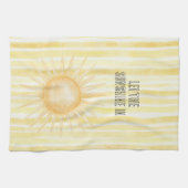 太陽の下の夏 黄色のストライプ キッチンタオル (横)