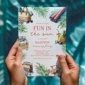 太陽の下の大人のプールパーティーの誕生日 招待状