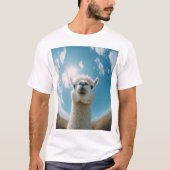 太陽の下の好奇心アルパカ Tシャツ (正面)