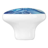 太陽の下の海の波の水色 セラミックノブ (側面)