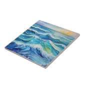 太陽の下の海の波の水色 タイル (側面)