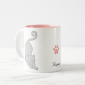 太陽の下の灰色の子猫ヨガ ツートーンマグカップ (正面左)