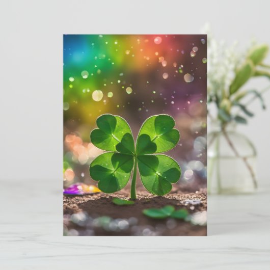 太陽の下の繊細な四葉のクローバー シーズンカード (スタンド正面)