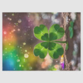 太陽の下の繊細な四葉のクローバー 薄葉紙 (正面)