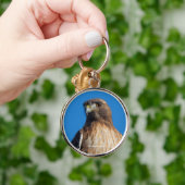 太陽の下の雄大な赤尾のタカ キーホルダー (手)