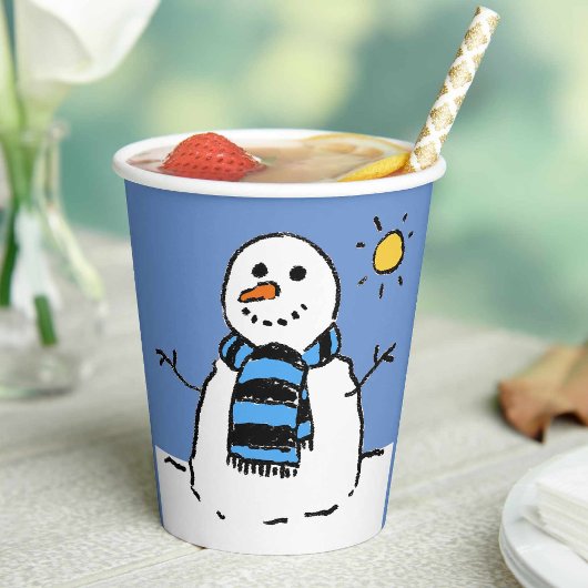 太陽の下の雪だるま 紙コップ