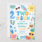 太陽の下の2歳男の子トロピカル2歳の誕生日 招待状 (正面)