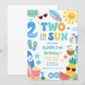 太陽の下の2歳男の子トロピカル2歳の誕生日 招待状 (正面/裏面)
