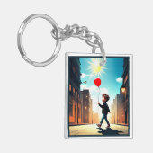 「太陽の下を散歩する子ども」 キーホルダー (正面左)