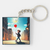 「太陽の下を散歩する子ども」 キーホルダー (裏面)