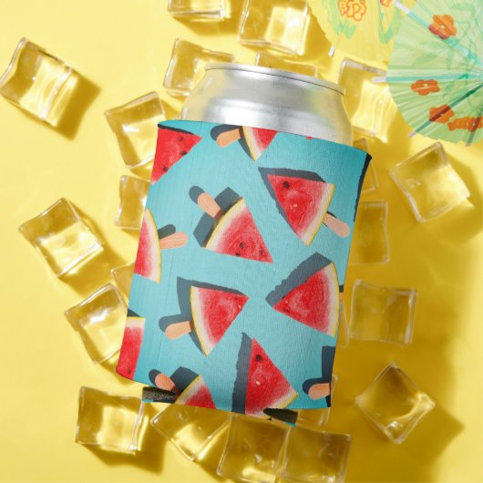 太陽の中でジューシーなスイカのスライス 缶クーラー (インサイチュ 夏)