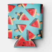 太陽の中でジューシーなスイカのスライス 缶クーラー (正面)