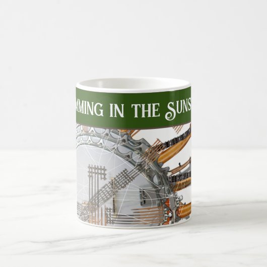 太陽の中のギターの弦 コーヒーマグカップ (中央)