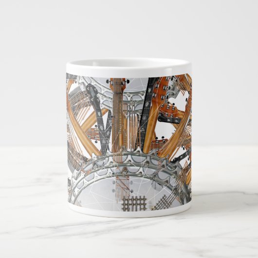 太陽の中のギターの弦 ジャンボコーヒーマグカップ (正面)