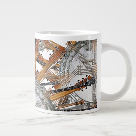 太陽の中のギターの弦 ジャンボコーヒーマグカップ (右)