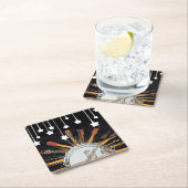 太陽の中のギターの弦 スクエアペーパーコースター (インサイチュ)