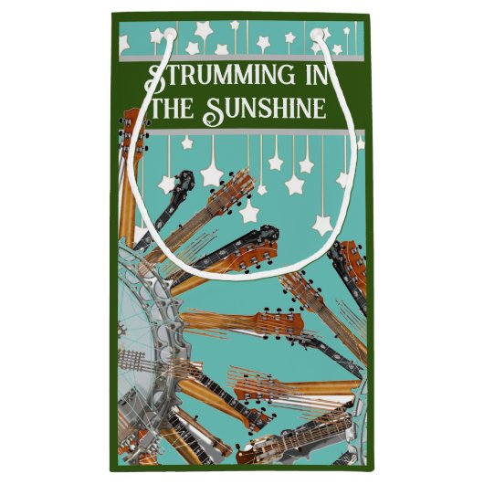 太陽の中のギターの弦 スモールペーパーバッグ (裏面)