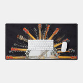 太陽の中のギターの弦 デスクマット (キーボード&マウス)