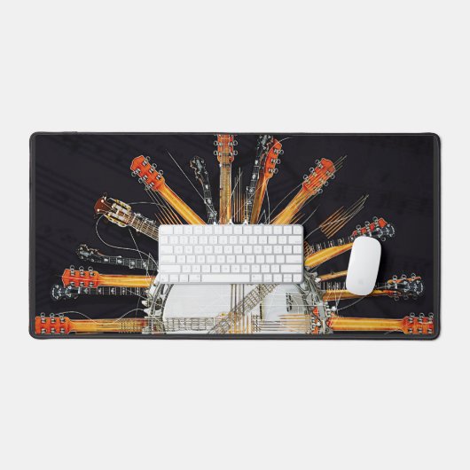 太陽の中のギターの弦 デスクマット (キーボード&マウス)