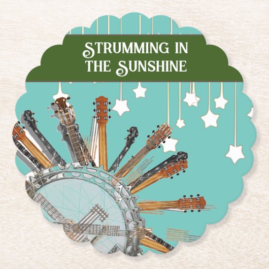 太陽の中のギターの弦 ペーパーコースター (正面)