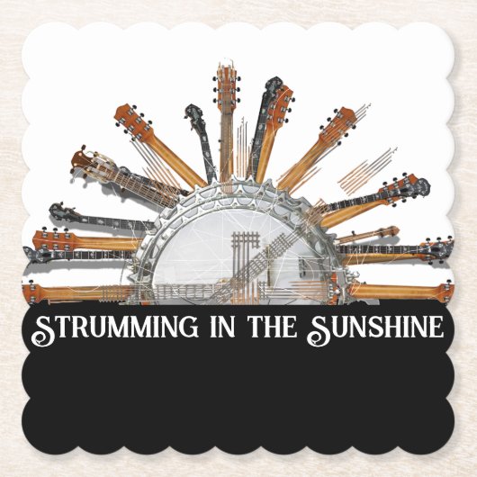 太陽の中のギターの弦 ペーパーコースター (正面)