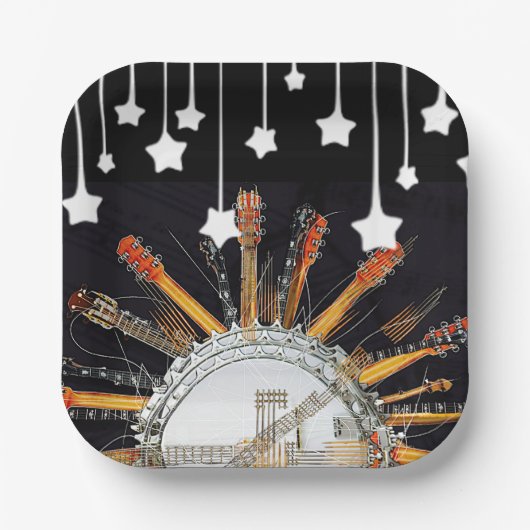太陽の中のギターの弦 ペーパープレート (正面)