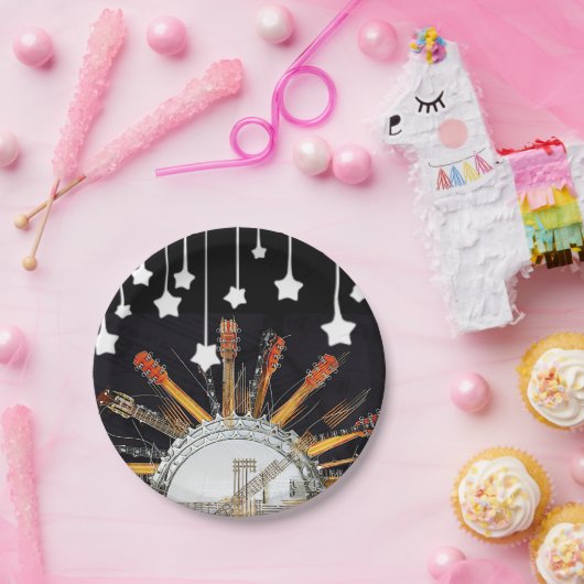 太陽の中のギターの弦 ペーパープレート (パーティー)