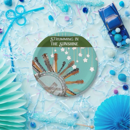 太陽の中のギターの弦 ペーパープレート (パーティー)