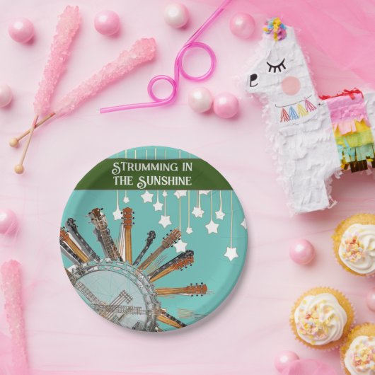 太陽の中のギターの弦 ペーパープレート (パーティー)