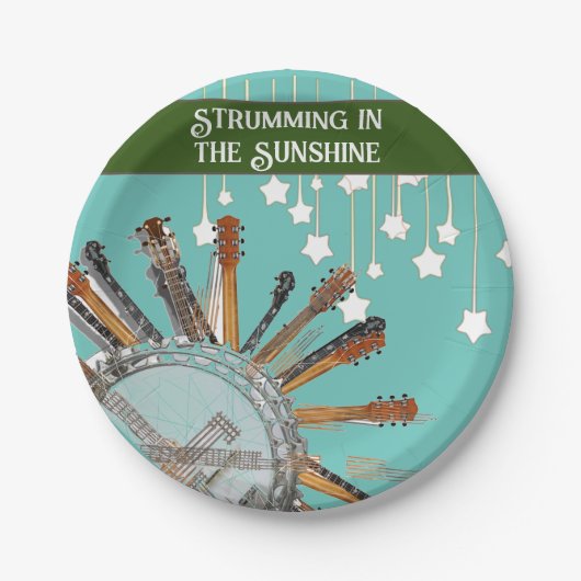 太陽の中のギターの弦 ペーパープレート (正面)