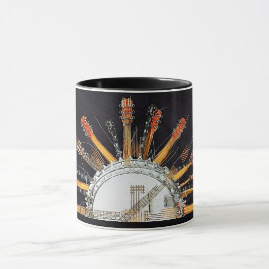 太陽の中のギターの弦 マグカップ (中央)