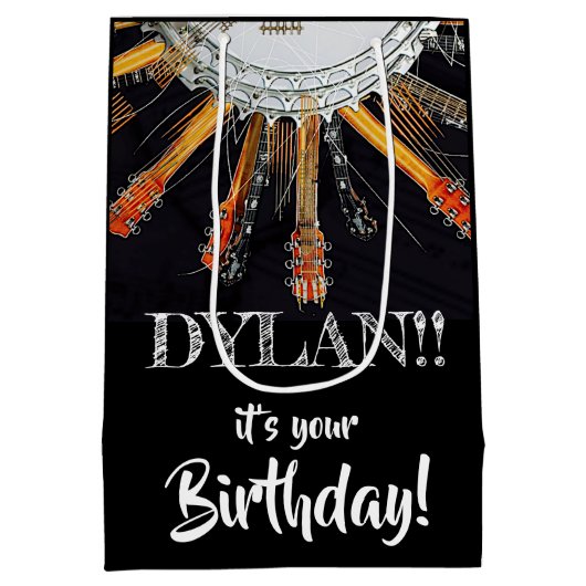 太陽の中のギターの弦 ミディアムペーパーバッグ (裏面)