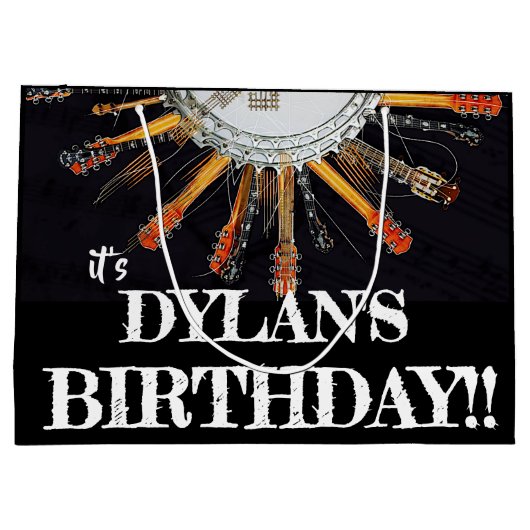 太陽の中のギターの弦 ラージペーパーバッグ (裏面)