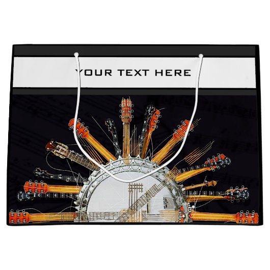 太陽の中のギターの弦 ラージペーパーバッグ (正面)