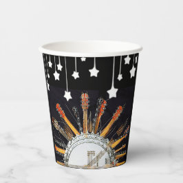 太陽の中のギターの弦 紙コップ