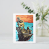 太陽の中のボート ポストカード (スタンド正面)