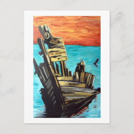太陽の中のボート ポストカード (正面)