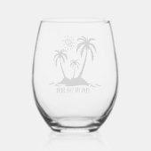 太陽の中のヤシの木おもしろい ステムなしワイングラス (裏面)