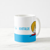 太陽の中の帆船と再リラックス生する コーヒーマグカップ (正面右)