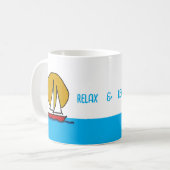 太陽の中の帆船と再リラックス生する コーヒーマグカップ (正面左)