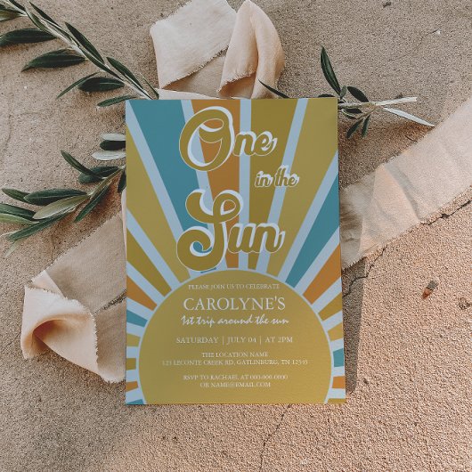 太陽の中の1つの消音虹の1番目の誕生日 招待状