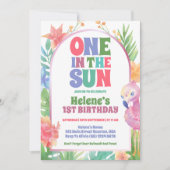 太陽の中の1熱帯の夏の最初の誕生日パーティー 招待状 (正面)
