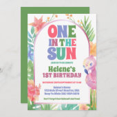 太陽の中の1熱帯の夏の最初の誕生日パーティー 招待状 (正面/裏面)