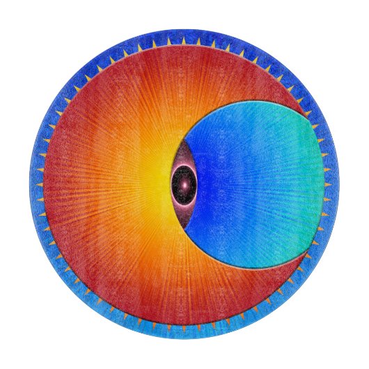 太陽の丸いガラスの切断ボードの目 カッティングボード (正面)