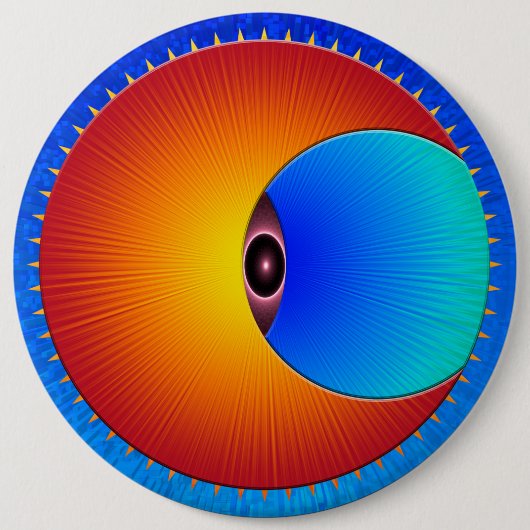 太陽の丸いボタンの目 缶バッジ (正面)