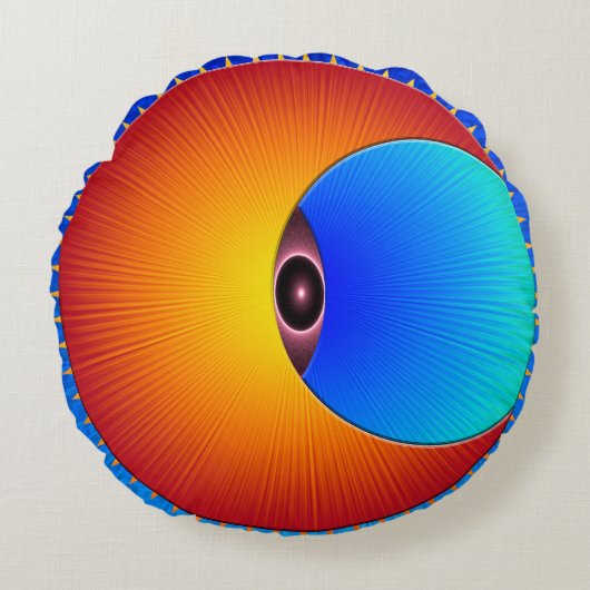 太陽の丸い枕の目 ラウンドクッション (正面)