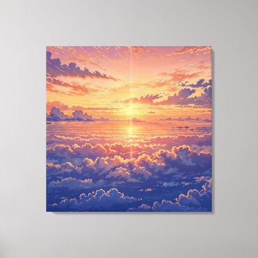 太陽の光が差し込む大気 - 鮮やかなイラストアートスタイル キャンバスプリント (正面)
