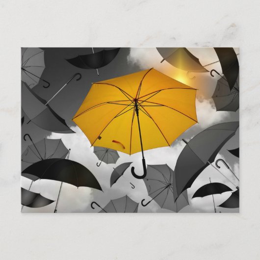太陽の光が途中、傘崩れ ポストカード (正面)