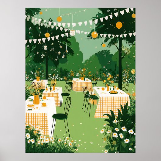 太陽の光が降り注ぐガーデンでの卒業パーティー ポスター (正面)